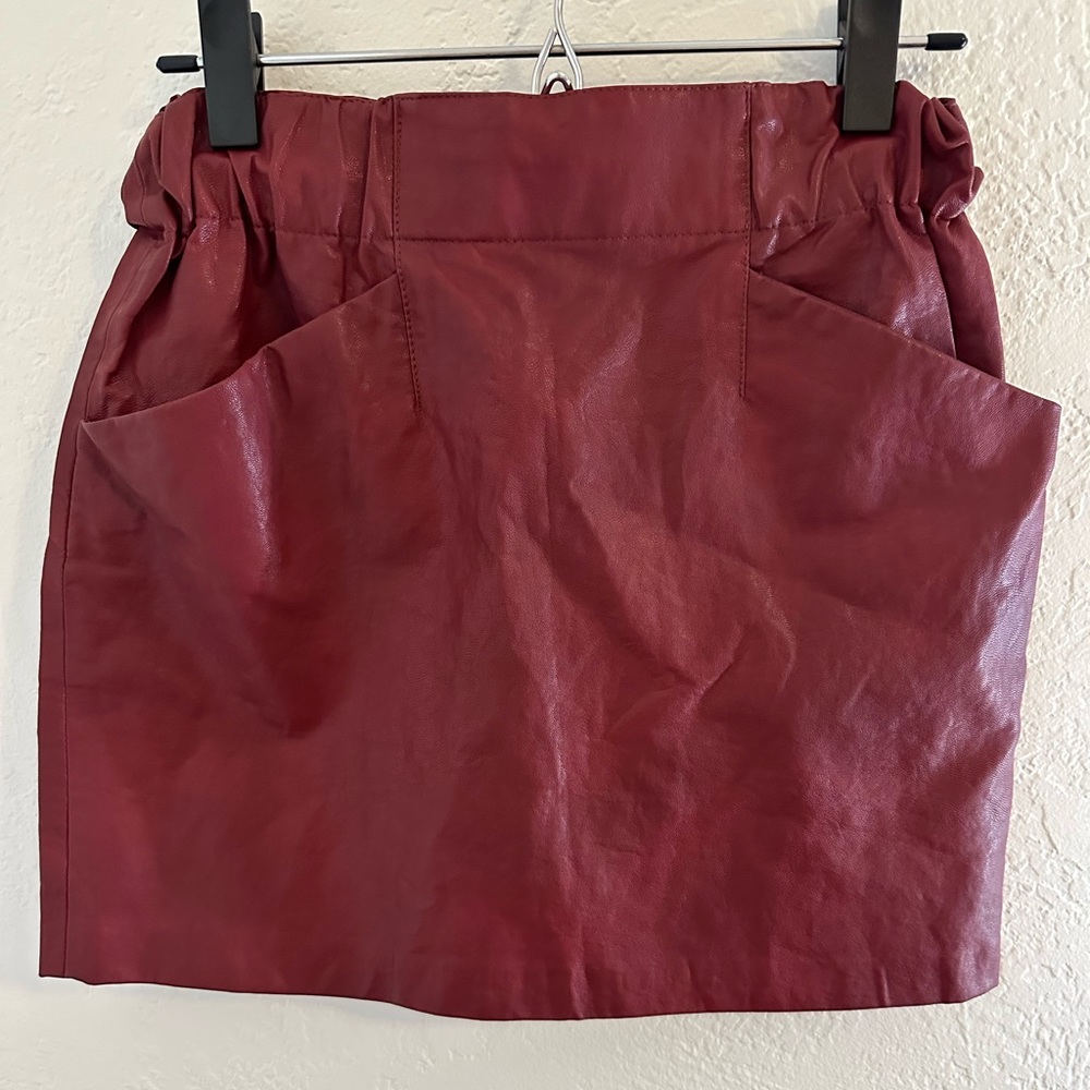 Zara maroon red faux leather mini skirt